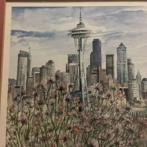 Sarah Clementson 1996 Seattle Landscape Print Numbered & Framed 592/1000